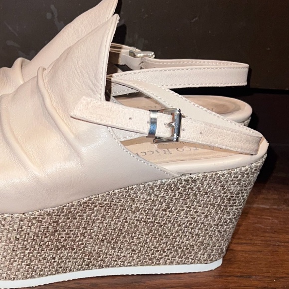 MARCO RICCI WOMENS WRINKLE VAMP PLATFORM SLINGBACK WEDGE, SIZE EU 38 (US8), NUDE - Picture 7 of 13